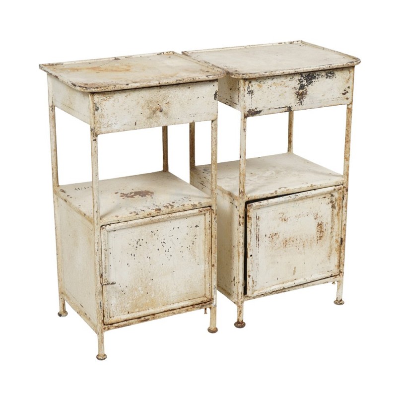 Distressed Metal Bed Side Cabinet 